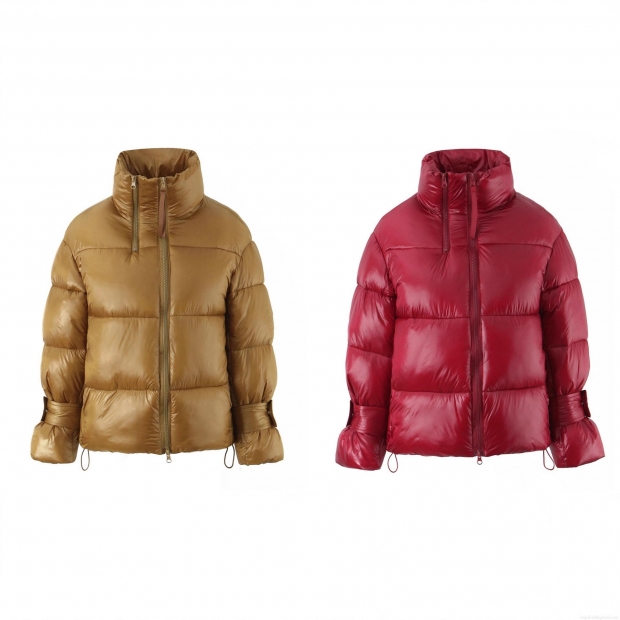 Women's Glossy Puffer Jacket Winter Warm Stand Collar Long Sleeve Quilted Padded Coat Shiny Streetwear Outwear With Dual Zippers Red Gold Women's Glossy Puffer Jacket Winter Warm Stand Collar Long Sleeve Quilted Padded Coat Shiny Streetwear Outwear With Dual Zippers Red Gold