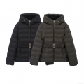 Women's Hooded Slim Fit Puffer Jacket Polyester Windproof Belted Winter Padded Coat With Plush Lining For Outdoor Streetwear Women's Hooded Slim Fit Puffer Jacket Polyester Windproof Belted Winter Padded Coat With Plush Lining For Outdoor Streetwear