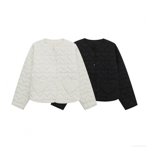 Women's Fashion Heart Quilted Padded Jacket Round Neck Long Sleeve Button Up Short Coat Polyester Padded Winter Warm Streetwear Outwear For Ladies Women's Fashion Heart Quilted Padded Jacket Round Neck Long Sleeve Button Up Short Coat Polyester Padded Winter Warm Streetwear Outwear For Ladies