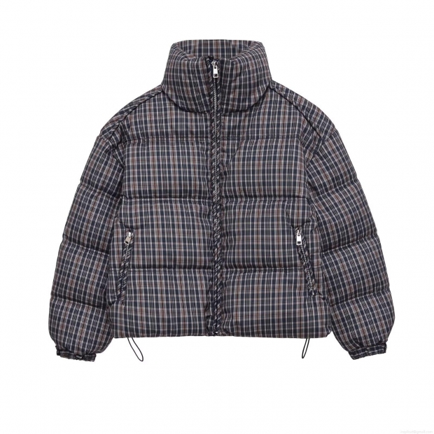 Women's Plaid Puffer Jacket Stand Collar Drawstring Hem Zip-Up Checkered Cotton-Padded Coat Warm Windproof Winter Outwear Casual Fashion Lady Women's Plaid Puffer Jacket Stand Collar Drawstring Hem Zip-Up Checkered Cotton-Padded Coat Warm Windproof Winter Outwear Casual Fashion Lady