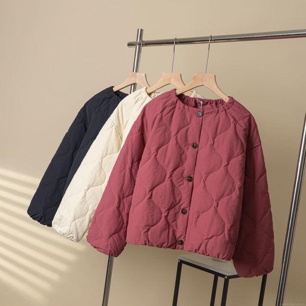 Women's Casual Quilted Padded Jacket Fashion Round Neck Single Breasted Warm Lightweight Cotton Jacket Winter Loose Fit Long Sleeve Outwear Women's Casual Quilted Padded Jacket Fashion Round Neck Single Breasted Warm Lightweight Cotton Jacket Winter Loose Fit Long Sleeve Outwear