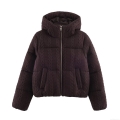 Women's Winter Fashion Casual Cable Knit Texture Hooded Cotton-Padded Jacket Loose Short Puffer Coat With Full Zip And Pockets Ladies Warm Outerwear Women's Winter Fashion Casual Cable Knit Texture Hooded Cotton-Padded Jacket Loose Short Puffer Coat With Full Zip And Pockets Ladies Warm Outerwear