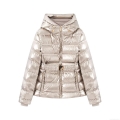 Women's Metallic Shiny Hooded Puffer Jacket Waterproof Thick Padded Coat With Waist Belt Windproof Long Sleeve Outwear For Winter Casual Fashion Warm Women's Metallic Shiny Hooded Puffer Jacket Waterproof Thick Padded Coat With Waist Belt Windproof Long Sleeve Outwear For Winter Casual Fashion Warm