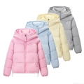 Women's Hooded Winter Puffer Jacket Sweet Macaron Color Loose Fit Padded Coat Warm Quilted Outerwear With Drawstring Hem Full Zip Parka For Daily Travel Women's Hooded Winter Puffer Jacket Sweet Macaron Color Loose Fit Padded Coat Warm Quilted Outerwear With Drawstring Hem Full Zip Parka For Daily Travel