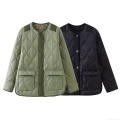 Women's Quilted Jacket 100% Polyester Long Sleeve Wave Quilted Round Neck Single Breasted Coat Loose Casual Mid-length Warm Outerwear For Winter Daily Lightweight Padded Jacket Women's Quilted Jacket 100% Polyester Long Sleeve Wave Quilted Round Neck Single Breasted Coat Loose Casual Mid-length Warm Outerwear For Winter Daily Lightweight Padded Jacket