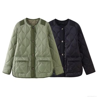 Women's Quilted Jacket 100% Polyester Long Sleeve Wave Quilted Round Neck Single Breasted Coat Loose Casual Mid-length Warm Outerwear For Winter Daily Lightweight Padded Jacket Women's Quilted Jacket 100% Polyester Long Sleeve Wave Quilted Round Neck Single Breasted Coat Loose Casual Mid-length Warm Outerwear For Winter Daily Lightweight Padded Jacket
