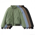 Women's Quilted Bomber Jacket Stand Collar Loose Fit Padded Outwear Casual Winter Warm Zip Up Coat With Pockets For Ladies Women's Quilted Bomber Jacket Stand Collar Loose Fit Padded Outwear Casual Winter Warm Zip Up Coat With Pockets For Ladies