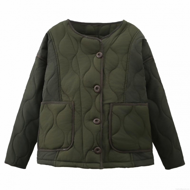Women's Casual Quilted Jacket Polyester Spandex Color Block Wave Pattern Padded Coat Round Neck Single Breasted Warm Outerwear For Women Daily Wear Women's Casual Quilted Jacket Polyester Spandex Color Block Wave Pattern Padded Coat Round Neck Single Breasted Warm Outerwear For Women Daily Wear