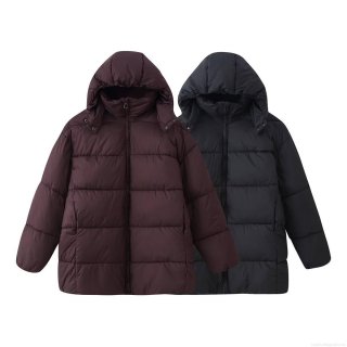 Women's Oversized Hooded Cotton Padded Jacket Mid-Length Quilted Winter Coat Casual Loose Outwear With Zipper For Women Women's Oversized Hooded Cotton Padded Jacket Mid-Length Quilted Winter Coat Casual Loose Outwear With Zipper For Women