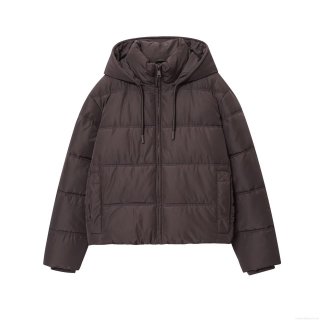 Women's Casual Hooded Puffer Jacket Fashion Solid Color Horizontal Quilted Short Cotton Padded Coat With Pockets And Drawstring Hem For Autumn Winter Women's Casual Hooded Puffer Jacket Fashion Solid Color Horizontal Quilted Short Cotton Padded Coat With Pockets And Drawstring Hem For Autumn Winter