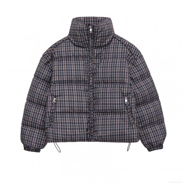 Women's Plaid Puffer Cotton Jacket Stand Collar Zipper Quilted Coat With Adjustable Drawstring Hem Long Sleeve Casual Winter Warm Outwear For Daily Wear Women's Plaid Puffer Cotton Jacket Stand Collar Zipper Quilted Coat With Adjustable Drawstring Hem Long Sleeve Casual Winter Warm Outwear For Daily Wear