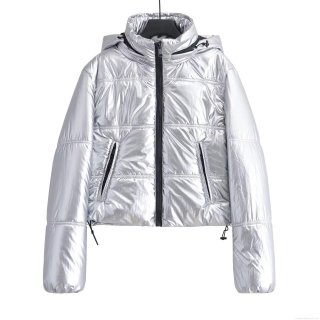 Women's Metallic Puffer Jacket Shiny Coated Hooded Zip Up Short Coat Winter Outdoor Warm Fashion Modern Padded Outerwear Women's Metallic Puffer Jacket Shiny Coated Hooded Zip Up Short Coat Winter Outdoor Warm Fashion Modern Padded Outerwear