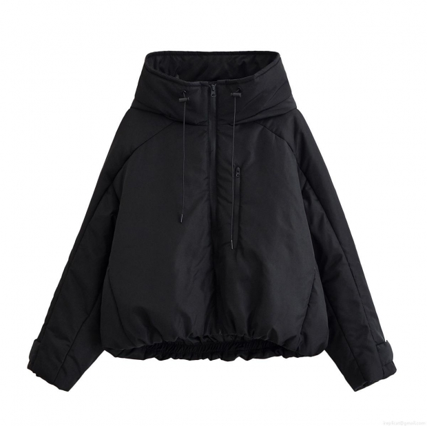 Women's Hooded Padded Jacket 100% Polyester Windproof Warm Loose Fit Casual Short Coat With Pockets And Drawstring For Winter Daily Wear