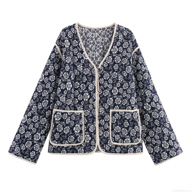 Women's Vintage Floral Quilted Jacket V-Neck Single Breasted Padded Coat Retro Lightweight Winter Outerwear For Women Casual Warm Puffer Jacket Women's Vintage Floral Quilted Jacket V-Neck Single Breasted Padded Coat Retro Lightweight Winter Outerwear For Women Casual Warm Puffer Jacket