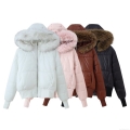 Women's Winter Puffer Jacket Glossy Polyester Cotton-padded Coat With Faux Fur Hooded Slim Fit Thick Quilted Outwear Casual Outdoor Ladies Warm Outerwear Women's Winter Puffer Jacket Glossy Polyester Cotton-padded Coat With Faux Fur Hooded Slim Fit Thick Quilted Outwear Casual Outdoor Ladies Warm Outerwear