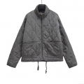 Women's Casual Quilted Puffer Jacket Stand Collar Zip Up Cotton Blend Padded Coat With Drawstring Hem Patch Pockets Vintage Loose Outerwear Winter Women's Casual Quilted Puffer Jacket Stand Collar Zip Up Cotton Blend Padded Coat With Drawstring Hem Patch Pockets Vintage Loose Outerwear Winter