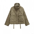 Women's Water Ripple Quilted Padded Jacket Casual Stand Collar Loose Fit Outerwear With Drawstring Hem And Multi Pockets For Winter Autumn Fashion Women's Water Ripple Quilted Padded Jacket Casual Stand Collar Loose Fit Outerwear With Drawstring Hem And Multi Pockets For Winter Autumn Fashion