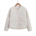 Women's Heart Quilted Cotton Padded Jacket Lightweight Round Neck Button Down Casual Loose Outerwear Coat For Winter Fall Women's Heart Quilted Cotton Padded Jacket Lightweight Round Neck Button Down Casual Loose Outerwear Coat For Winter Fall