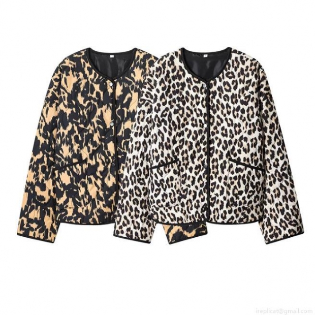 Women's Fashion Leopard Print Quilted Jacket Lightweight Padded Puffer Coat Round Neck Button Down Outerwear with Pockets for Autumn Winter Casual Streetwear Women's Fashion Leopard Print Quilted Jacket Lightweight Padded Puffer Coat Round Neck Button Down Outerwear with Pockets for Autumn Winter Casual Streetwear
