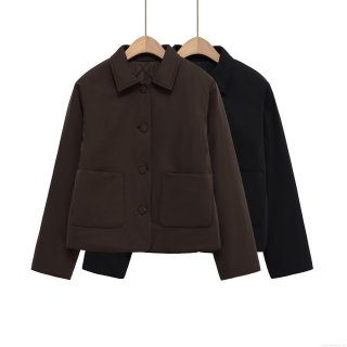 Women's Quilted Padded Jacket Turn-down Collar Single-breasted Puffer Coat With Patch Pockets Polyester Fall Winter Casual Streetwear Outerwear For Women Women's Quilted Padded Jacket Turn-down Collar Single-breasted Puffer Coat With Patch Pockets Polyester Fall Winter Casual Streetwear Outerwear For Women