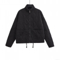 Women Stand Collar Quilted Jacket Zipper Pockets Drawstring Hem Polyester Cotton Blend Vintage Casual Padded Coat For Autumn Winter Daily Wear Women Stand Collar Quilted Jacket Zipper Pockets Drawstring Hem Polyester Cotton Blend Vintage Casual Padded Coat For Autumn Winter Daily Wear