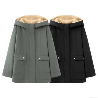 Women's Hooded Parka Jacket Sherpa Lined Fleece Warm Winter Coat With Pockets Solid Color Windproof Casual Outerwear For Women Women's Hooded Parka Jacket Sherpa Lined Fleece Warm Winter Coat With Pockets Solid Color Windproof Casual Outerwear For Women