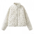 Women Quilted Floral Jacket Cotton Padded Puffer Coat Vintage Stand Collar Short Ethnic Style Outerwear For Lady Casual Warm Autumn Winter Women Quilted Floral Jacket Cotton Padded Puffer Coat Vintage Stand Collar Short Ethnic Style Outerwear For Lady Casual Warm Autumn Winter