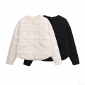Women's Bow Quilted Lightweight Jacket Round Neck Single Breasted Cotton Polyester Blend Puffer Coat Casual Fall Winter Outerwear Women's Bow Quilted Lightweight Jacket Round Neck Single Breasted Cotton Polyester Blend Puffer Coat Casual Fall Winter Outerwear