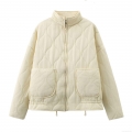 Women Quilted Puffer Jacket Cotton Blend Stand Collar Zip Up Outerwear With Big Pockets Casual Warm Lightweight Coat For Fall Winter Women Quilted Puffer Jacket Cotton Blend Stand Collar Zip Up Outerwear With Big Pockets Casual Warm Lightweight Coat For Fall Winter