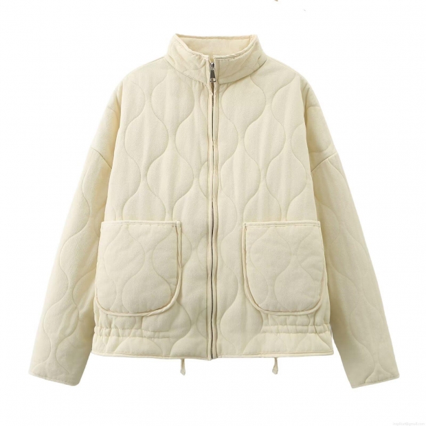 Women Quilted Puffer Jacket Cotton Blend Stand Collar Zip Up Outerwear With Big Pockets Casual Warm Lightweight Coat For Fall Winter Women Quilted Puffer Jacket Cotton Blend Stand Collar Zip Up Outerwear With Big Pockets Casual Warm Lightweight Coat For Fall Winter