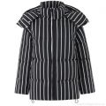 Women's Striped Hooded Puffer Jacket Vintage Contrast Color Vertical Stripes Winter Warm Quilted Cotton-Padded Coat With Zipper For Ladies Outerwear
