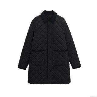 Women's Vintage Diamond Quilted Cotton Jacket Polyester Long Sleeve Lapel Coat With Large Pockets Casual Puffer Outwear For Autumn Winter Women's Vintage Diamond Quilted Cotton Jacket Polyester Long Sleeve Lapel Coat With Large Pockets Casual Puffer Outwear For Autumn Winter