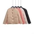 Women's Quilted Lightweight Puffer Jacket Long Sleeve Round Neck Button Up 100% Cotton Coat Casual Retro Warm Outerwear With Pockets For Women Women's Quilted Lightweight Puffer Jacket Long Sleeve Round Neck Button Up 100% Cotton Coat Casual Retro Warm Outerwear With Pockets For Women