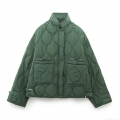 Women's Fashion Quilted Puffer Jacket 100% Polyester Hooded Short Coat Vintage Solid Color Casual Winter Outerwear For Women With Large Pockets Women's Fashion Quilted Puffer Jacket 100% Polyester Hooded Short Coat Vintage Solid Color Casual Winter Outerwear For Women With Large Pockets
