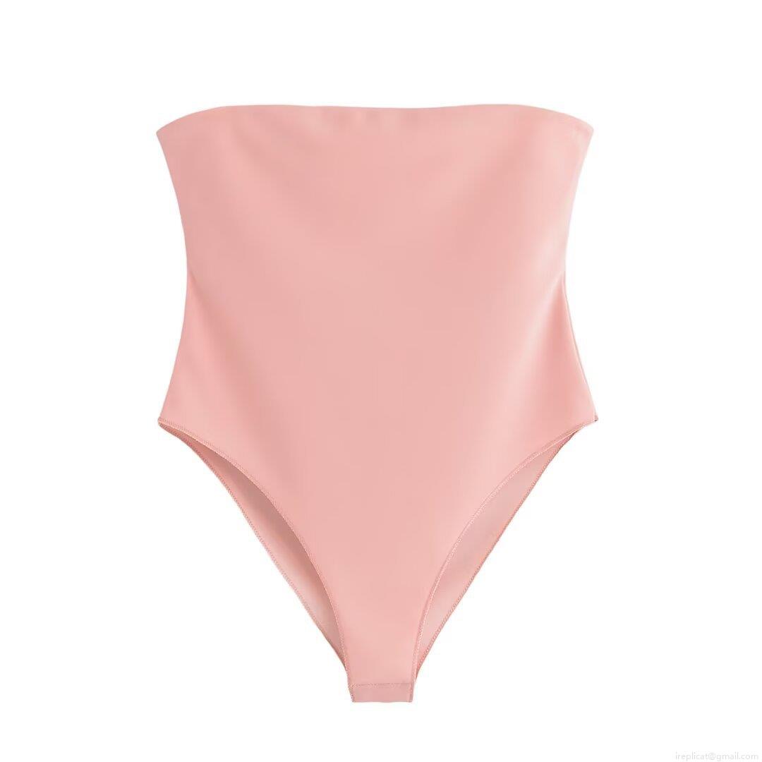 Women's Sexy Off-Shoulder Backless Bodysuit Polyester Spandex Elastic Slim Fit Solid Color Tube Top Jumpsuit For Summer Beach Party Clubwear Casual Streetwear