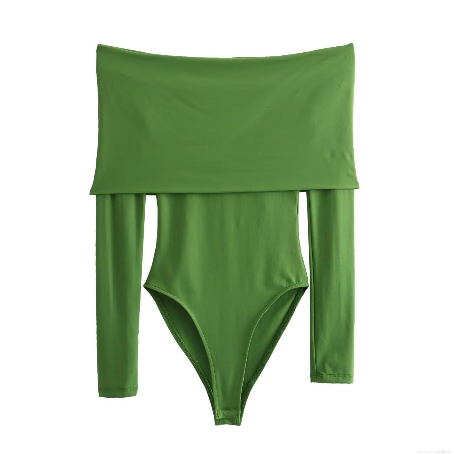 Women's Sexy Off Shoulder Long Sleeve Bodysuit Slim Fit Solid Color Milk Silk Leotard Top For Party Clubwear Casual Streetwear Autumn