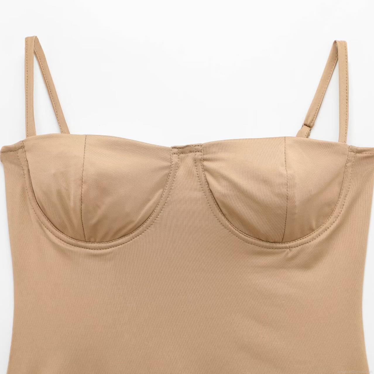 Women's Sexy Backless Bodysuit Satin Silk Texture Slim Fit Spaghetti Strap Camisole Jumpsuit For Summer Fashion Khaki Olive Green Sleeveless Clubwear Top