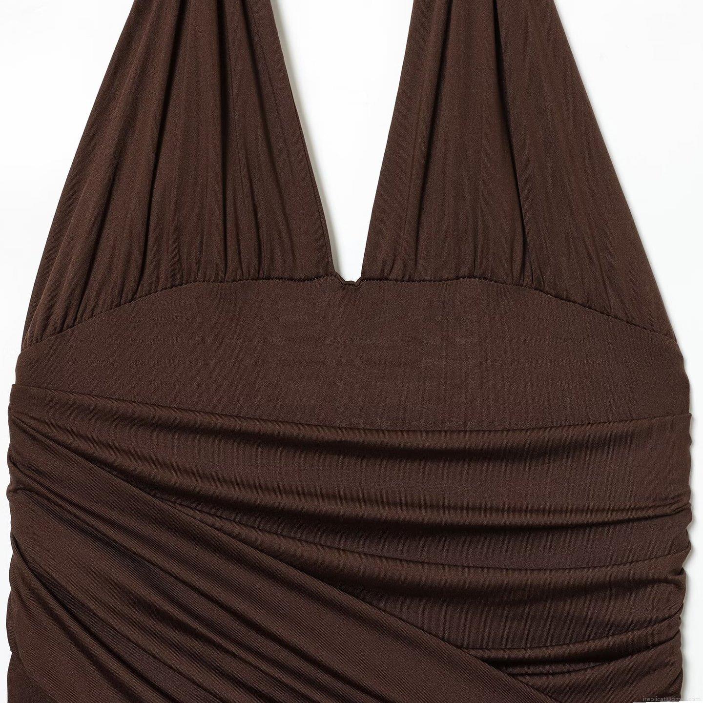 Sexy Halter Bodysuit Women Metal Ring Backless Ruched Slim Fit Sleeveless One Piece Jumpsuit For Party Clubwear Solid Color Tops