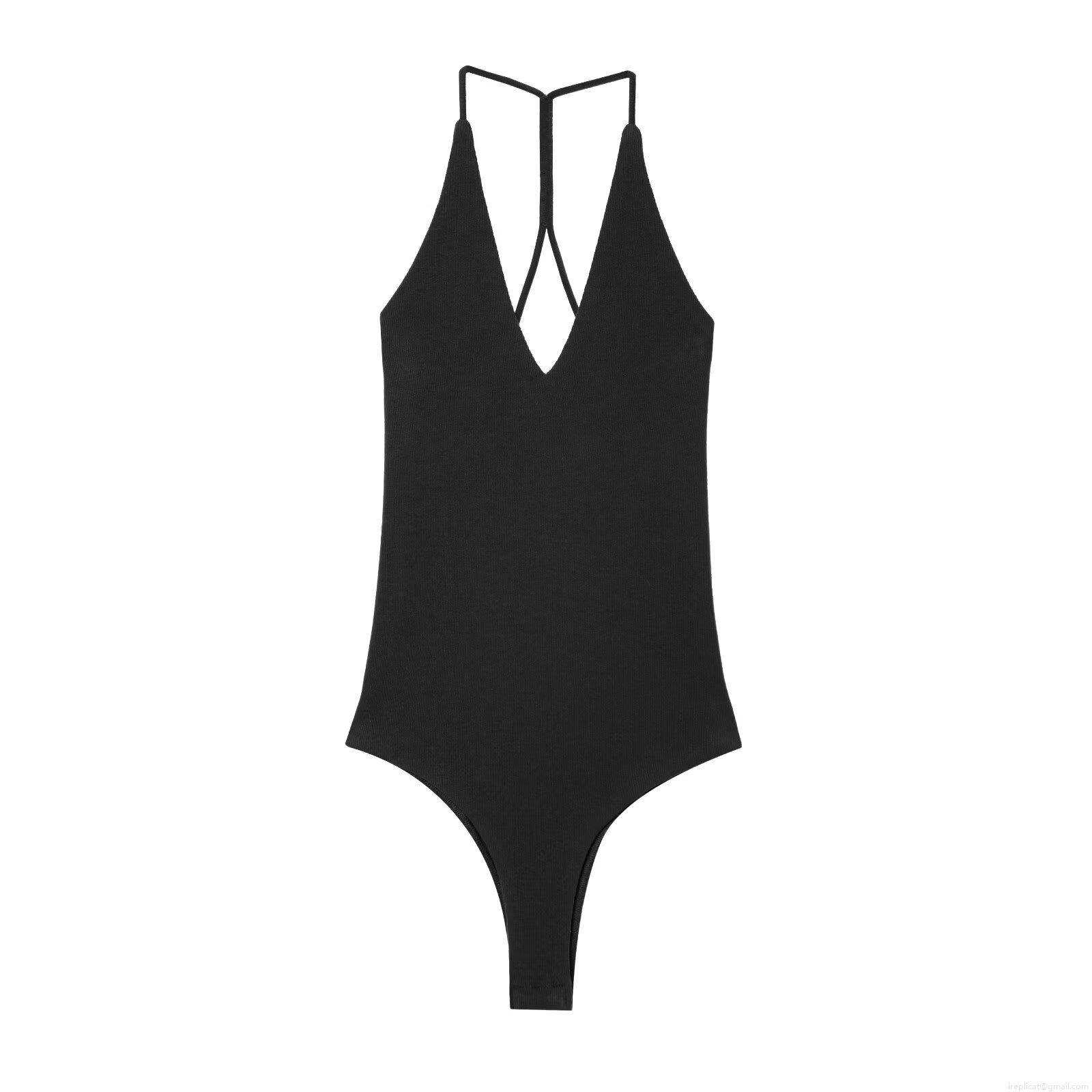 Women's Sexy Deep V Neck Halter Bodysuit Ribbed Knit Backless Sleeveless Bodysuits For Women Summer Beach Party Casual Clubwear