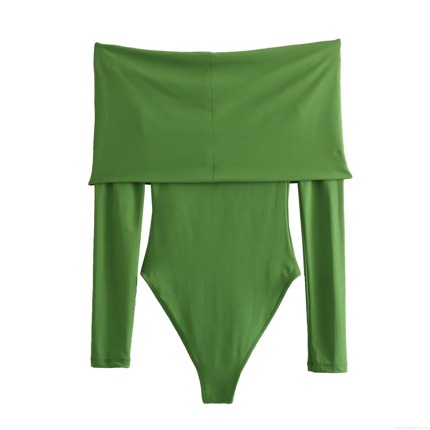 Women's Sexy Off-Shoulder Long Sleeve Bodysuit Ruched Slim Fit Milk Silk Jumpsuit One-Piece Top For Party Club Dating Fashion Spring Autumn
