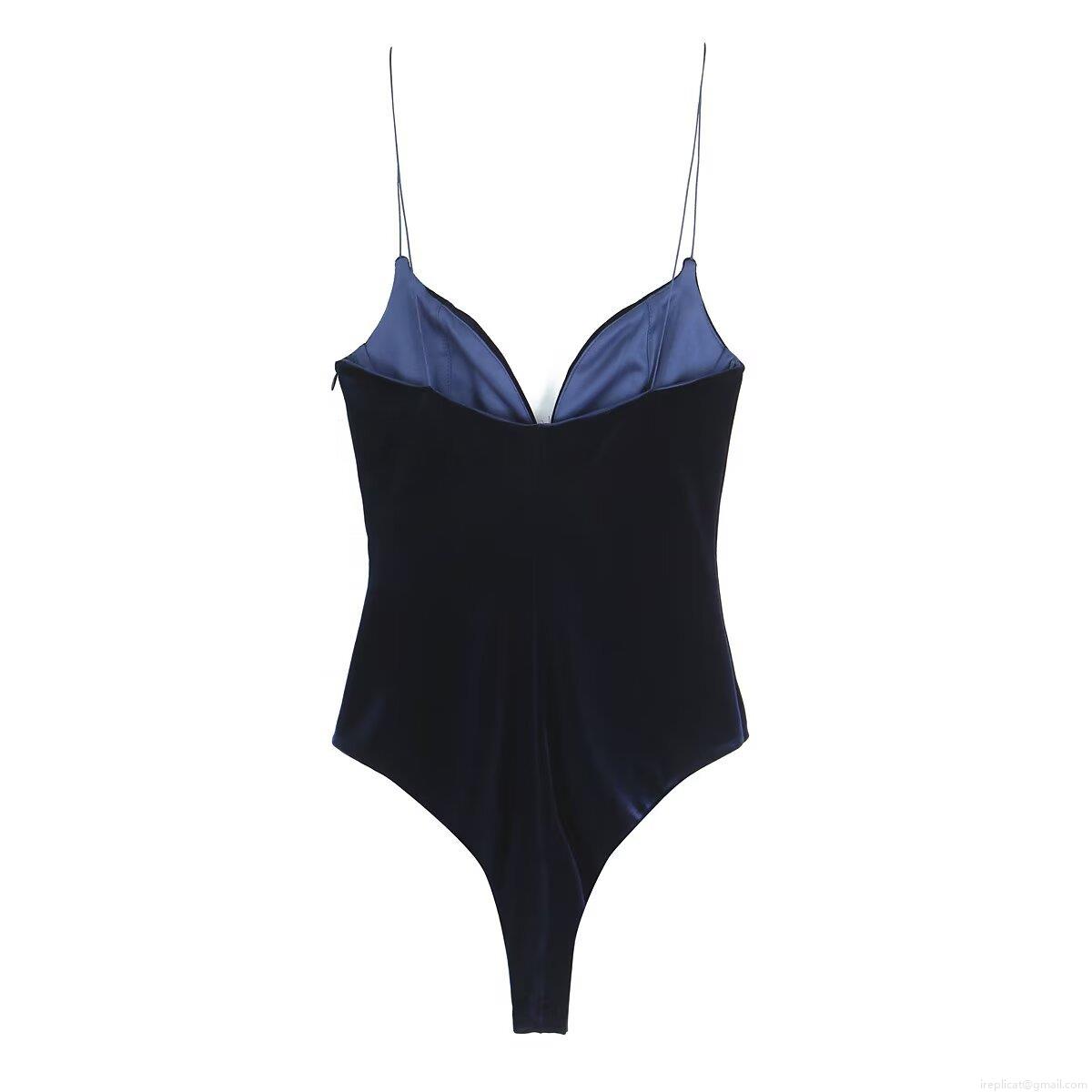Women's Sexy Velvet Spaghetti Strap Bodysuit Deep V Neck Sleeveless Slim Fit Leotard Body Suit With Crotch Snaps Elegant Party Clubwear Jumpsuits