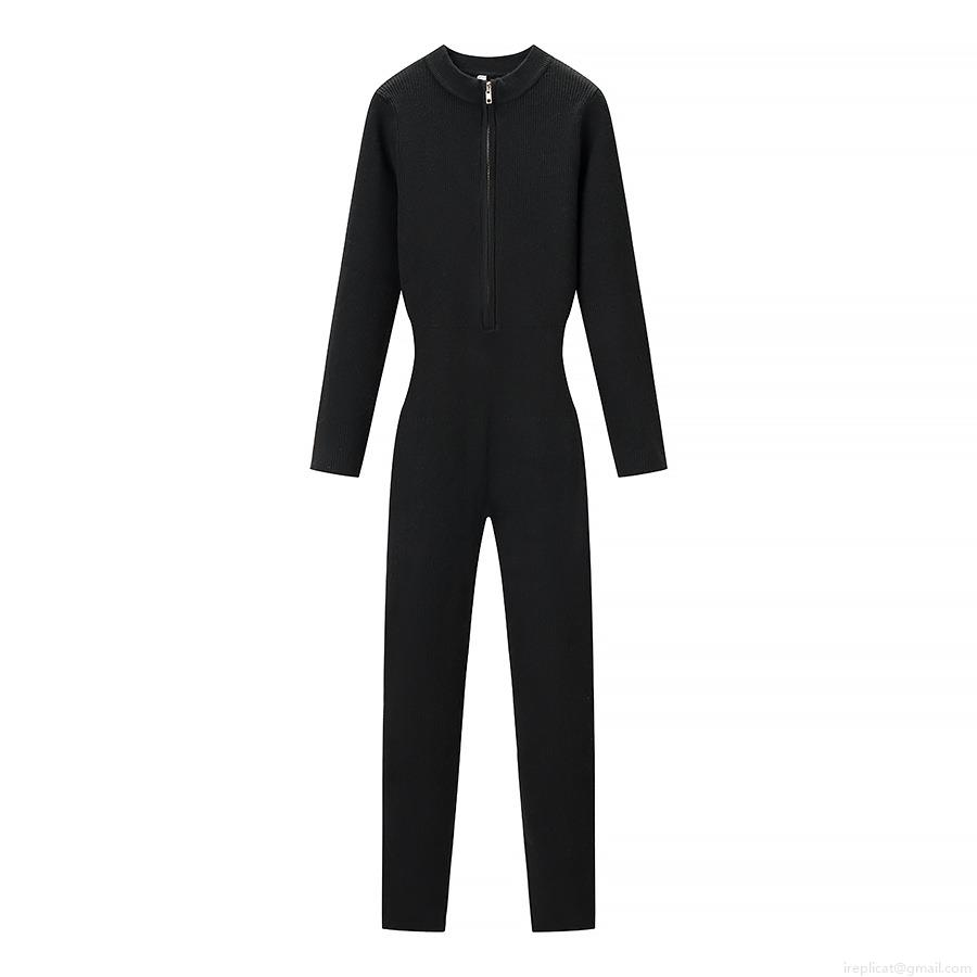 Women's Sexy Ribbed Knit Jumpsuit Long Sleeve Half Zip Stand Collar Slim Fit Romper Winter Autumn Ribbed Long Sleeve Jumpsuit Outfit For Women