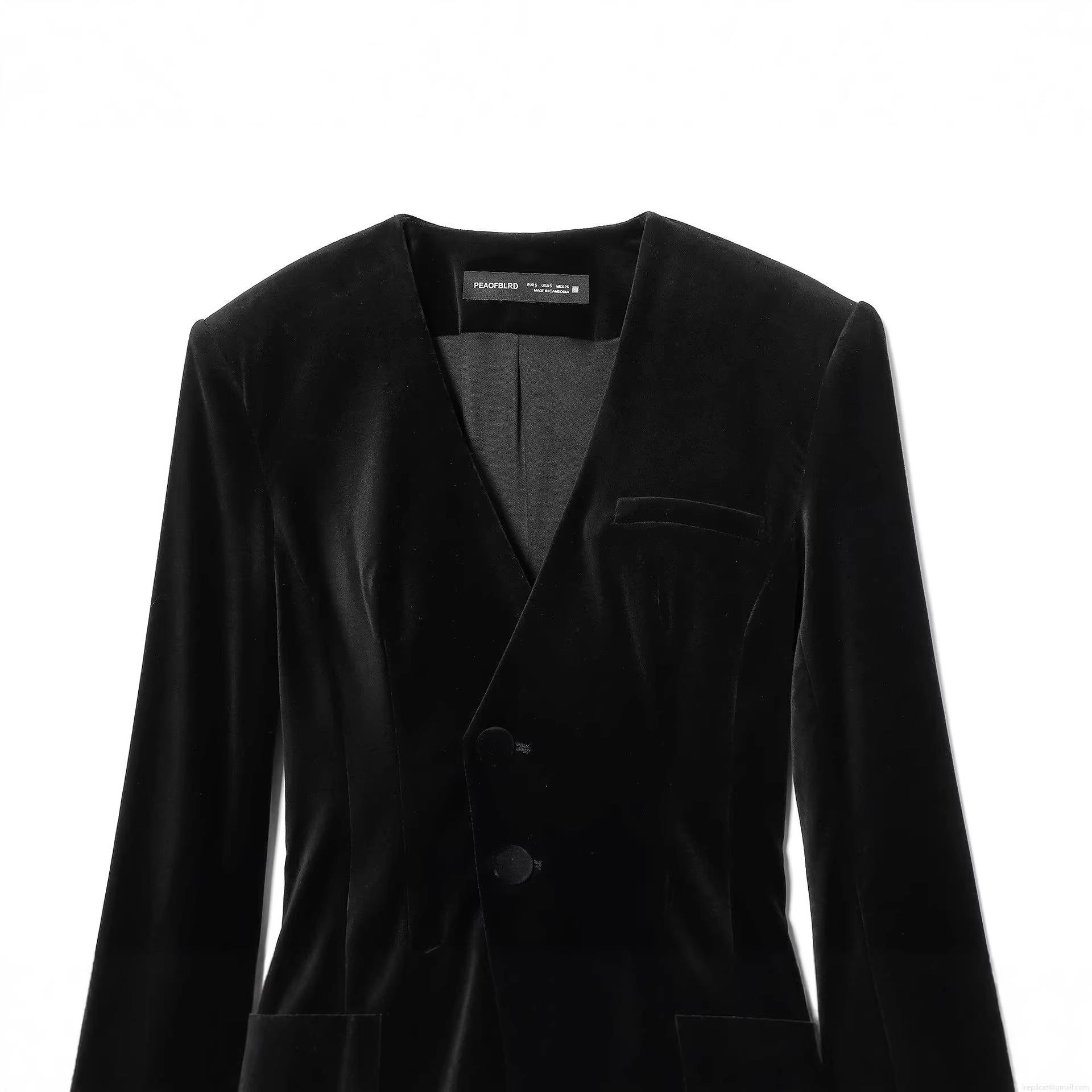 Women's Sexy Velvet Blazer Jumpsuit Deep V Neck Single Button Long Sleeve Bodycon Romper Suit Party Streetwear Jumpsuit For Women Black