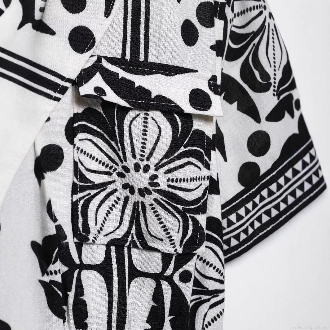 Women's Geometric Floral Print Romper Jumpsuit Lapel Short Sleeve Button Down Elastic Waist Polyester Woven Summer Casual Vacation Outfits Play Suit