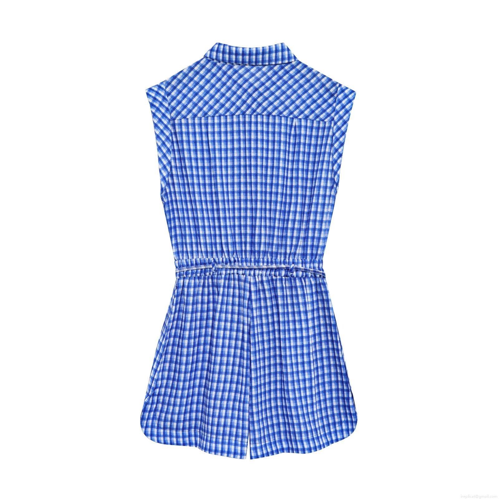Women's Plaid Sleeveless Romper V-Neck Button Up Cotton Blend Jumpsuit Short Playsuit With Drawstring Waist Casual Streetwear Summer Fashion
