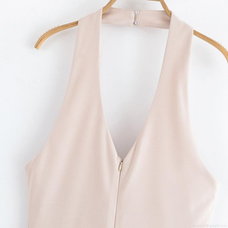 Women Sexy Halter Neck Deep V-Neck Backless Jumpsuit Flare Wide Leg Sleeveless One Piece Bodysuit Romper For Summer Party Clubwear Fashion Outfit