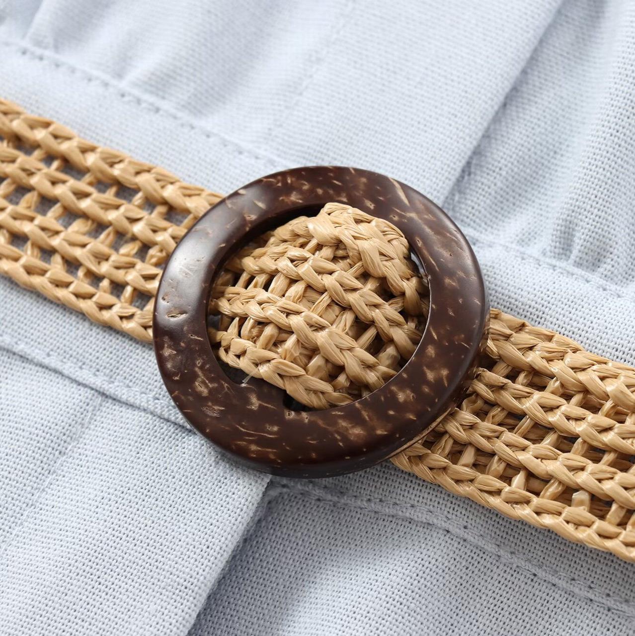 Women's Long Sleeve Jumpsuit Cotton Linen Blend With Braided Belt Button Down Collared High Waist Pleated Shorts Romper Chic Office Casual Summer Elegant Outfits