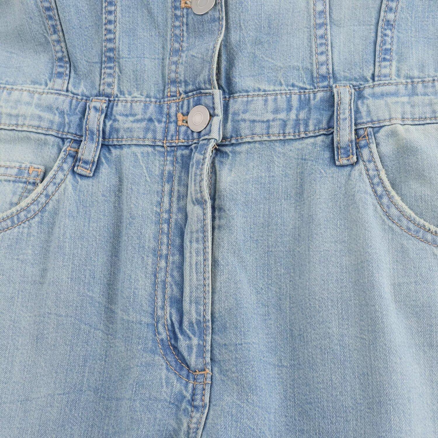 Women's Long Sleeve Denim Jumpsuit Washed Cotton Blend Straight Leg Romper One Piece Casual Streetwear Overalls With Pockets Light Blue