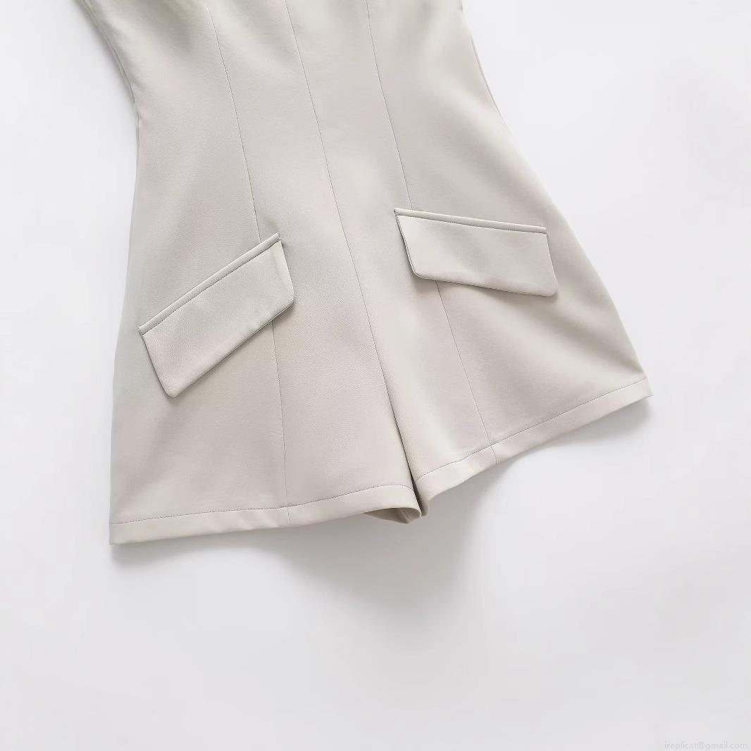 Women's Elegant White Sleeveless Romper Square Neck Slim Fit Woven Polyester One-Piece Shorts With Pockets Summer Fashion Party Ladies Casual Outfits