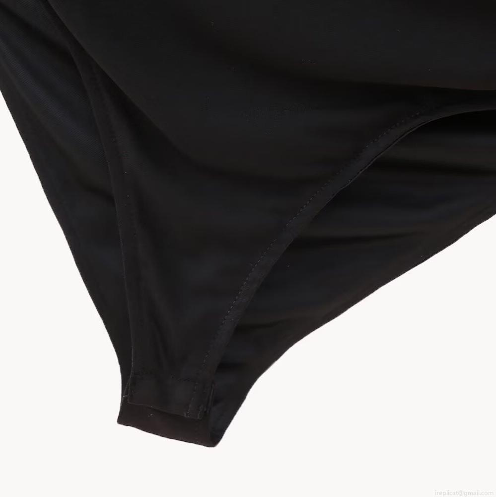 Women's Sexy Long Sleeve Bodysuit Polyester Alloy Rhinestone Bowknot Decor Hollow Out Leotard Slim Fit Fashion Party Jumpsuit Tops